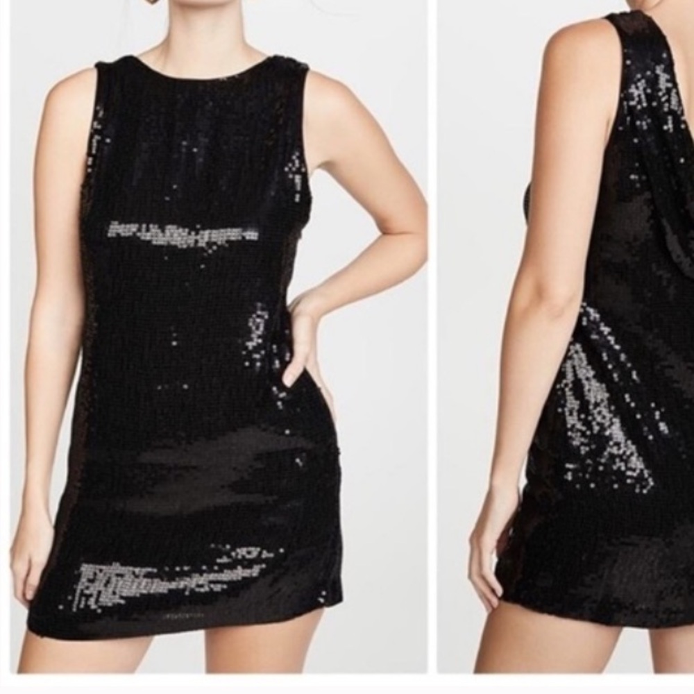 NWT Alice + Olivia X Stacey Bendet Black Sequin Sleeveless Mini Dress Sz 0